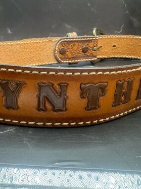 Handcrafted Brown Leather Embossed Women’s Belt “Cynthia”